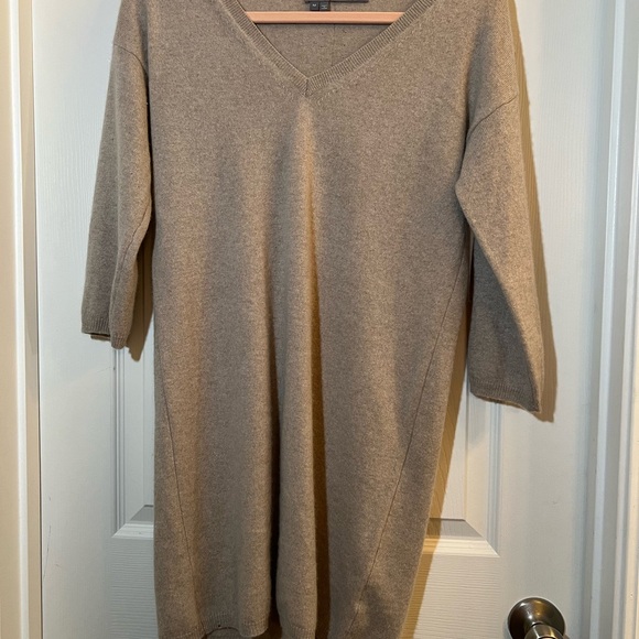 360 Cashmere V-Neck Sweater in Tan - Picture 1 of 5